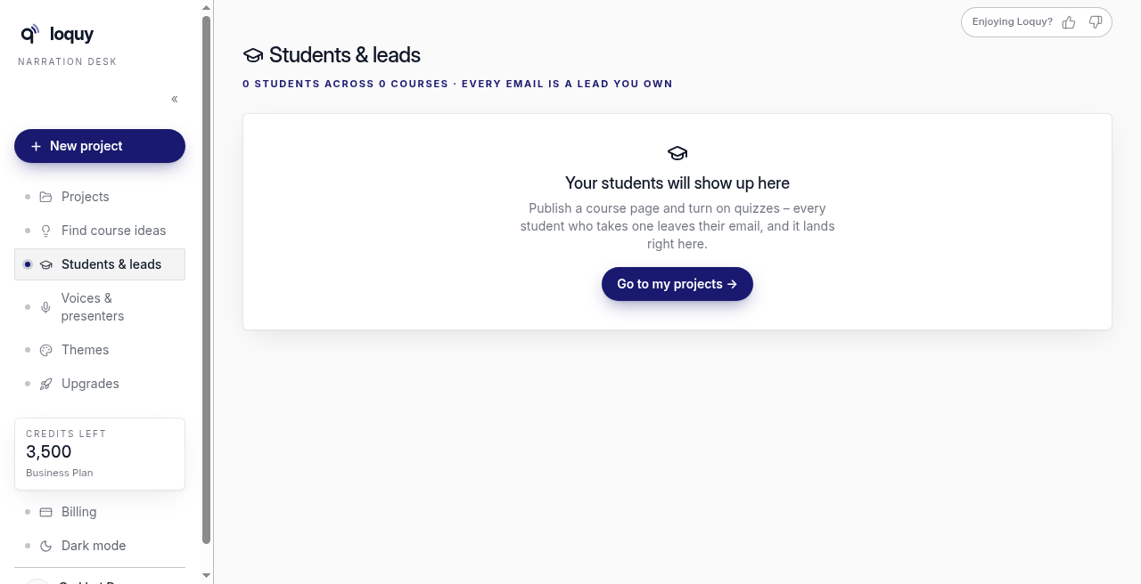 Students and leads empty state