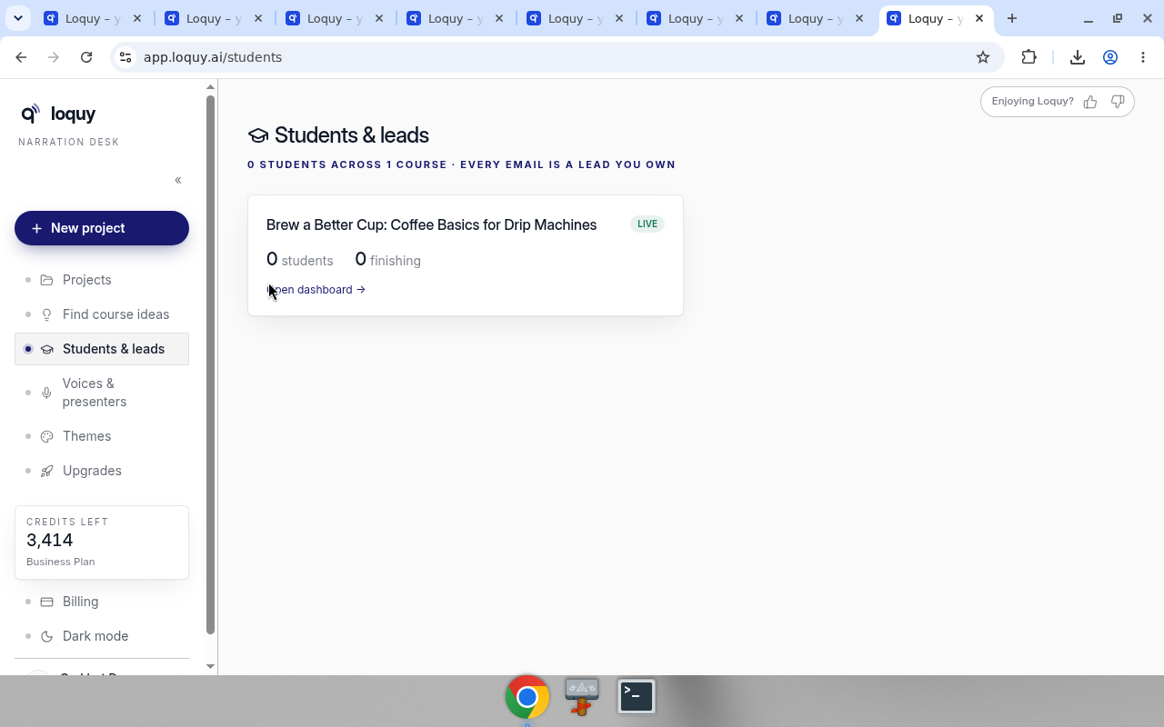 Students and leads with a live course and zero students
